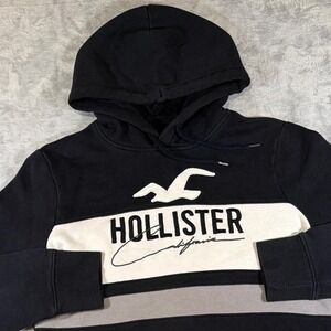 Y2K Hollister California Surf Hoodie | Black / White / Grey | Small